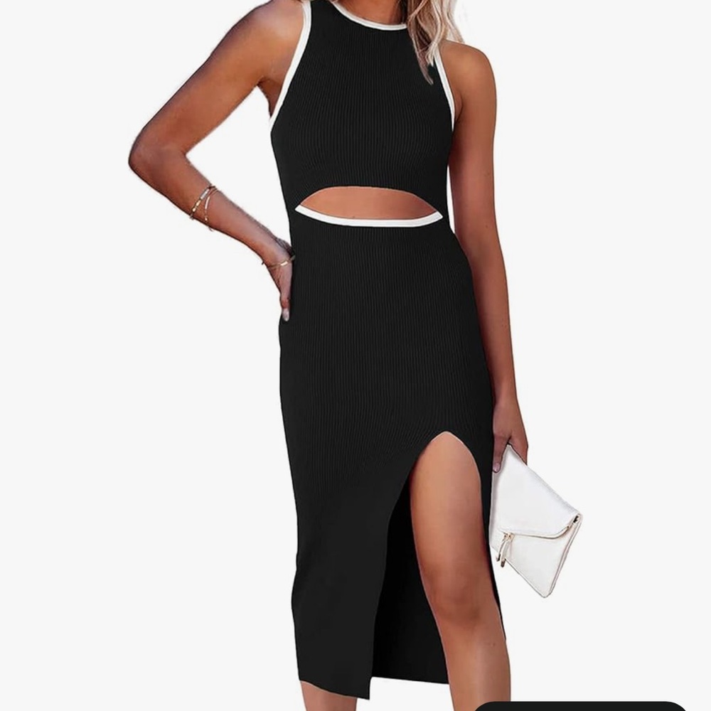 NWOT - Black & White Cut-Out Midi Dress